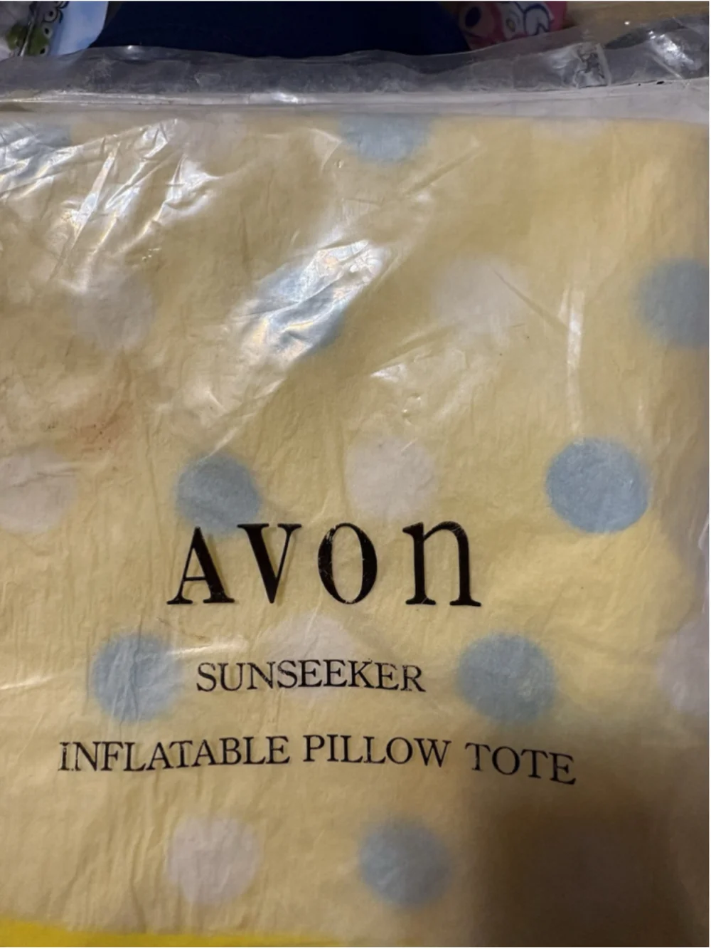 Vtg 1993 Avon Sunseeker inflatable pillow tote polkadot Retro women